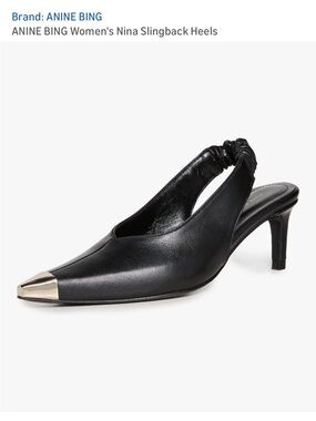 New without box ANINE BING Black Slingback Nina Heels with Gold Toe Cap size 37